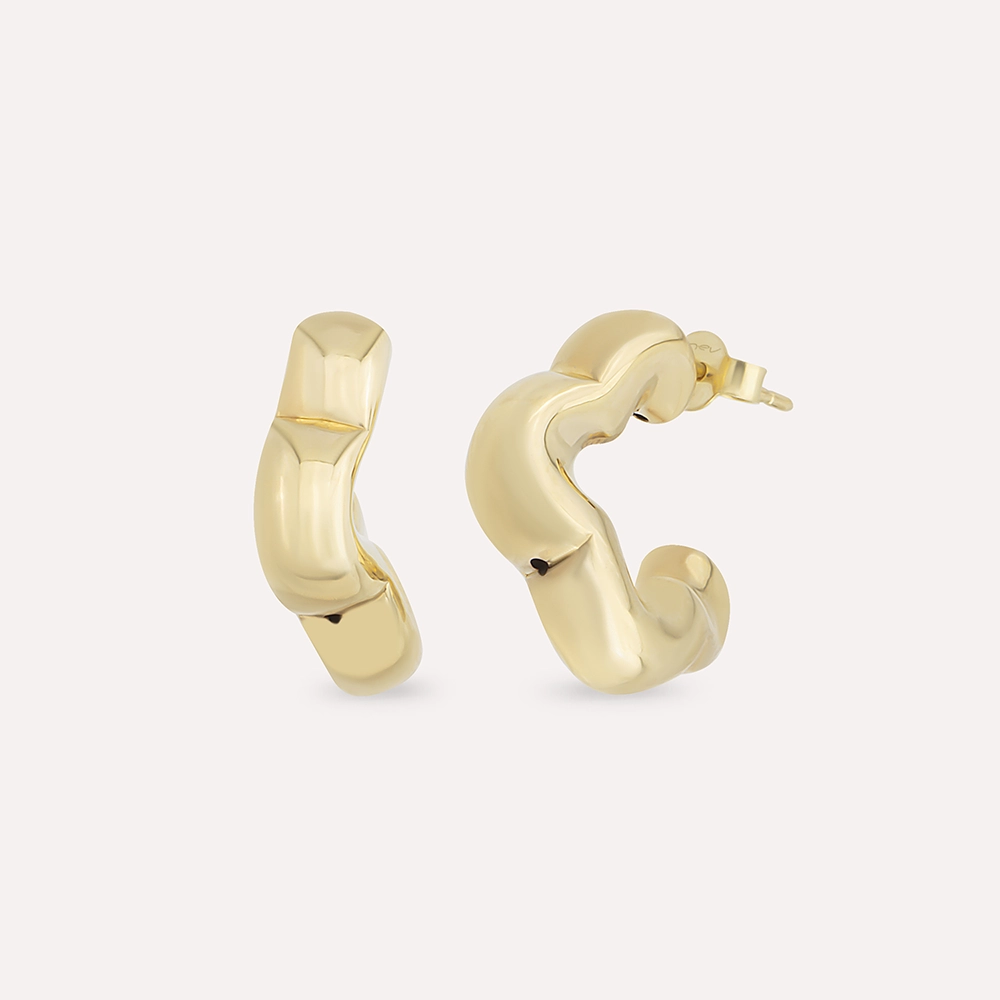 Swerve Yellow Gold Italian Earring - 1