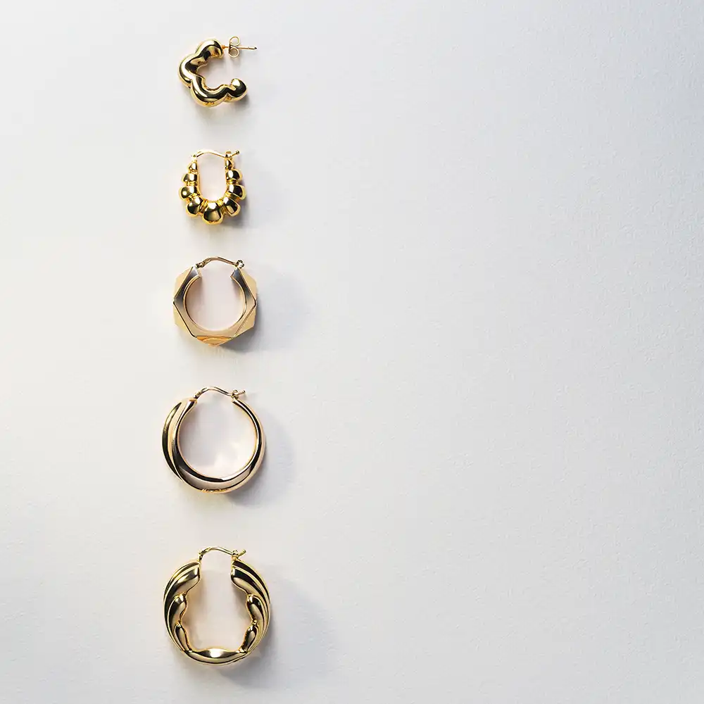 Swerve Yellow Gold Italian Earring - 4