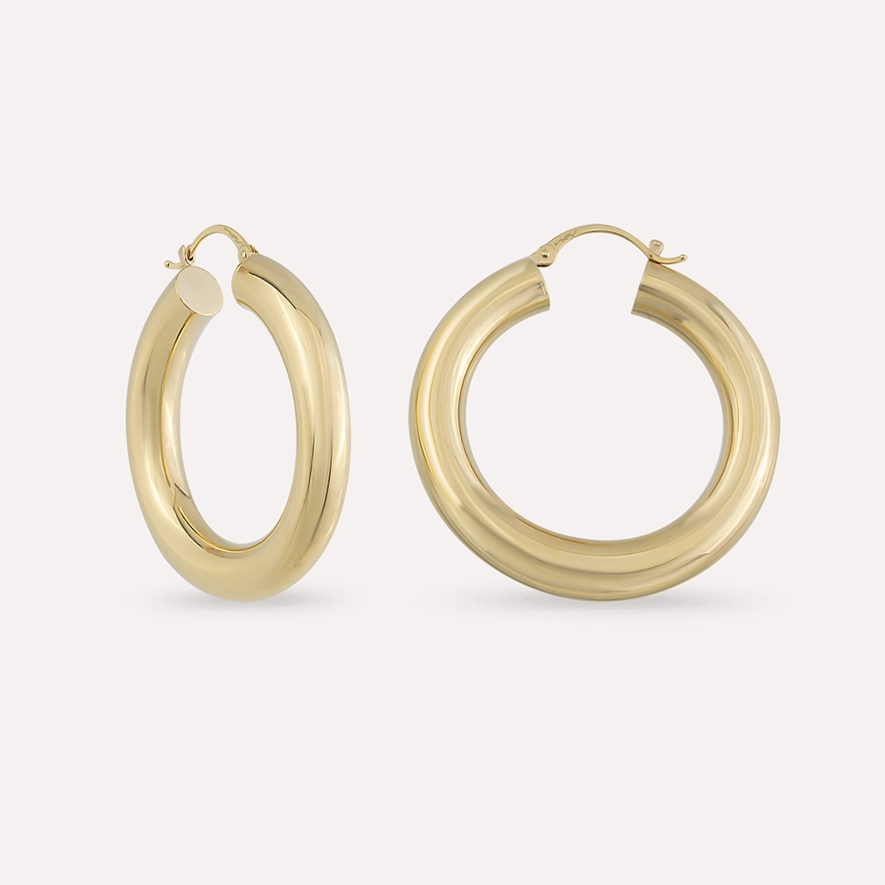 Swift Yellow Gold Hoop Earrings - 1