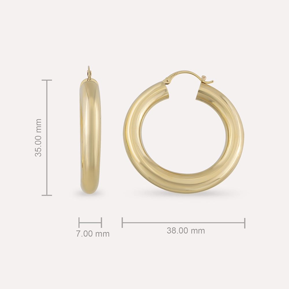 Swift Yellow Gold Hoop Earrings - 3