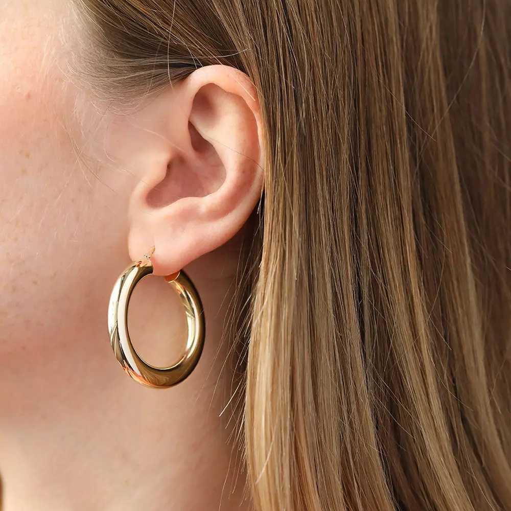 Swift Yellow Gold Hoop Earrings - 2