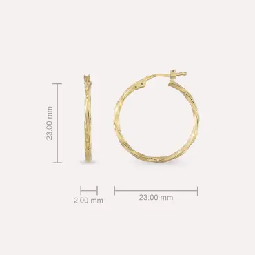 Swirl Sarı Altın Halka Küpe - Nev Jewellery (1)