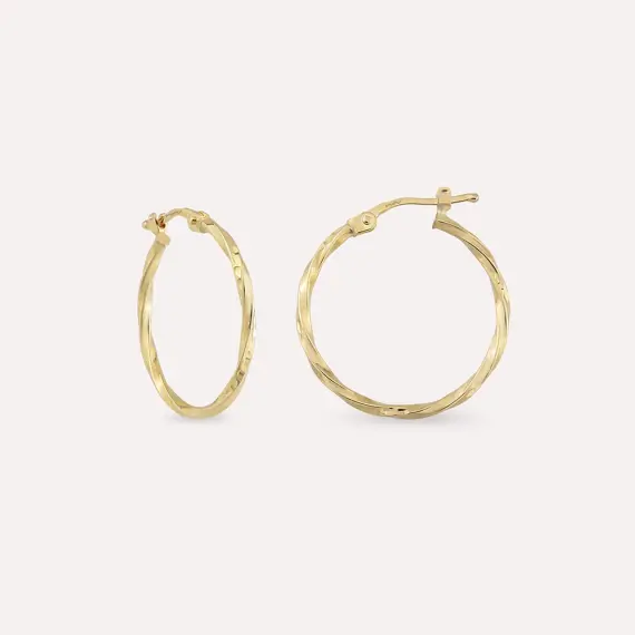 Swirl Yellow Gold Hoop Earring - 1