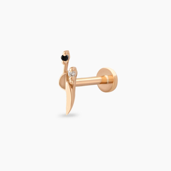 Sword Black Diamond Rose Gold Piercing - Nev Jewellery