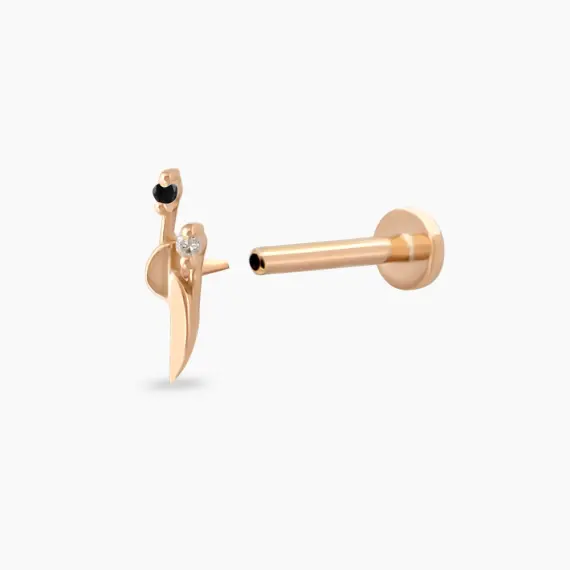 Sword Black Diamond Rose Gold Piercing - 4
