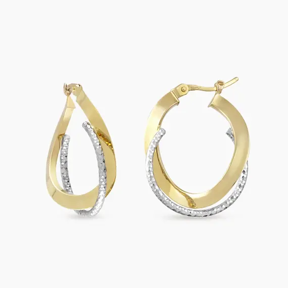 Syno Yellow and White Gold Italian Earring - 1