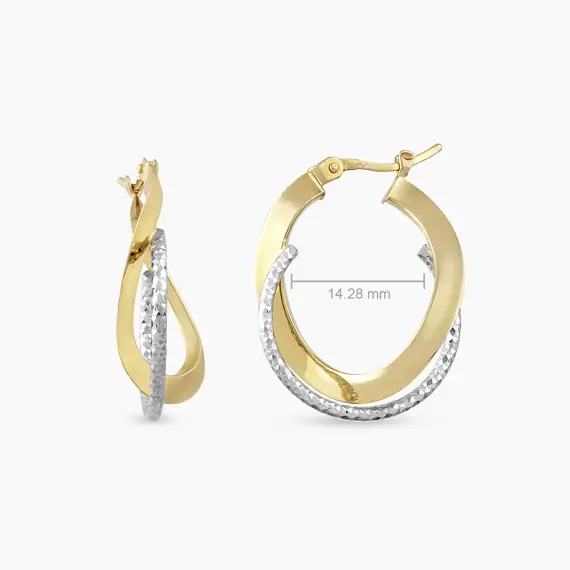 Syno Yellow and White Gold Italian Earring - 3