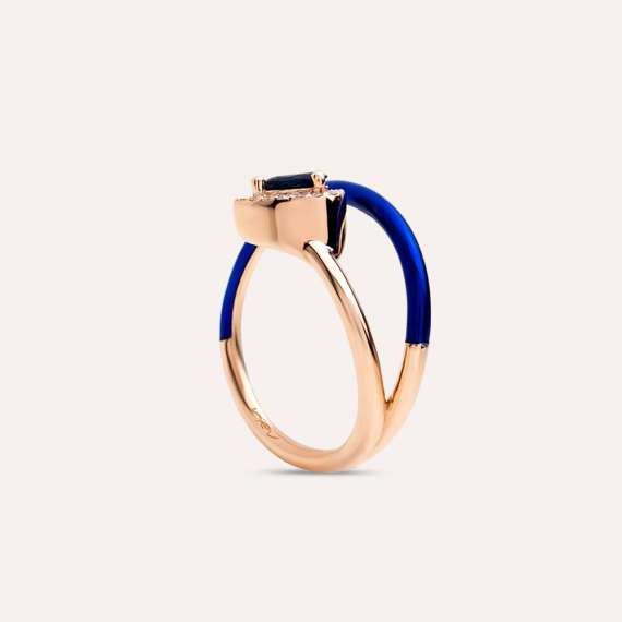 Temi 0.27 CT Sapphire and Diamond Navy Blue Enamel Ring - 4