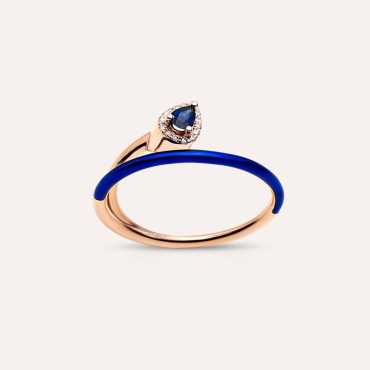Temi 0.27 CT Sapphire and Diamond Navy Blue Enamel Ring - Nev Jewellery (1)