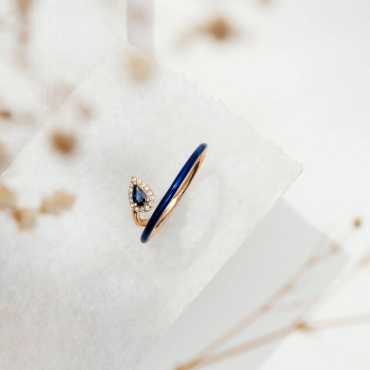 Temi 0.27 CT Sapphire and Diamond Navy Blue Enamel Ring - Nev Jewellery
