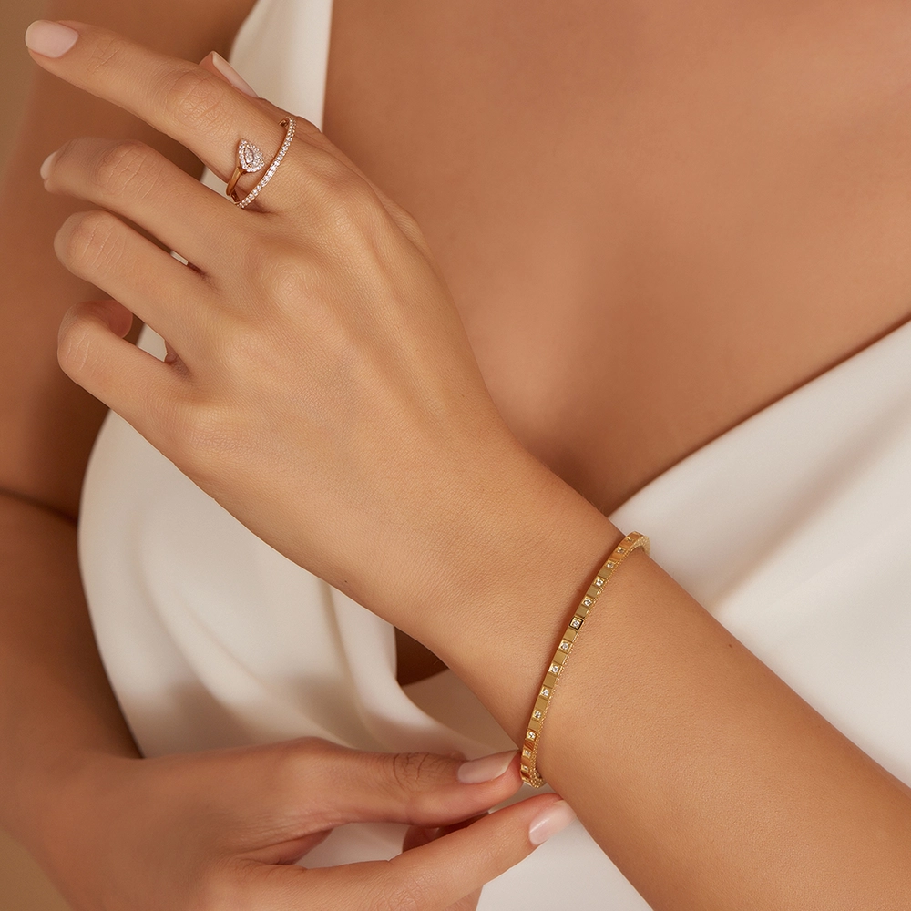 Temi 0.48 CT Damla Kesim Pırlanta Taşlı Rose Altın Yüzük - Nev Jewellery (1)