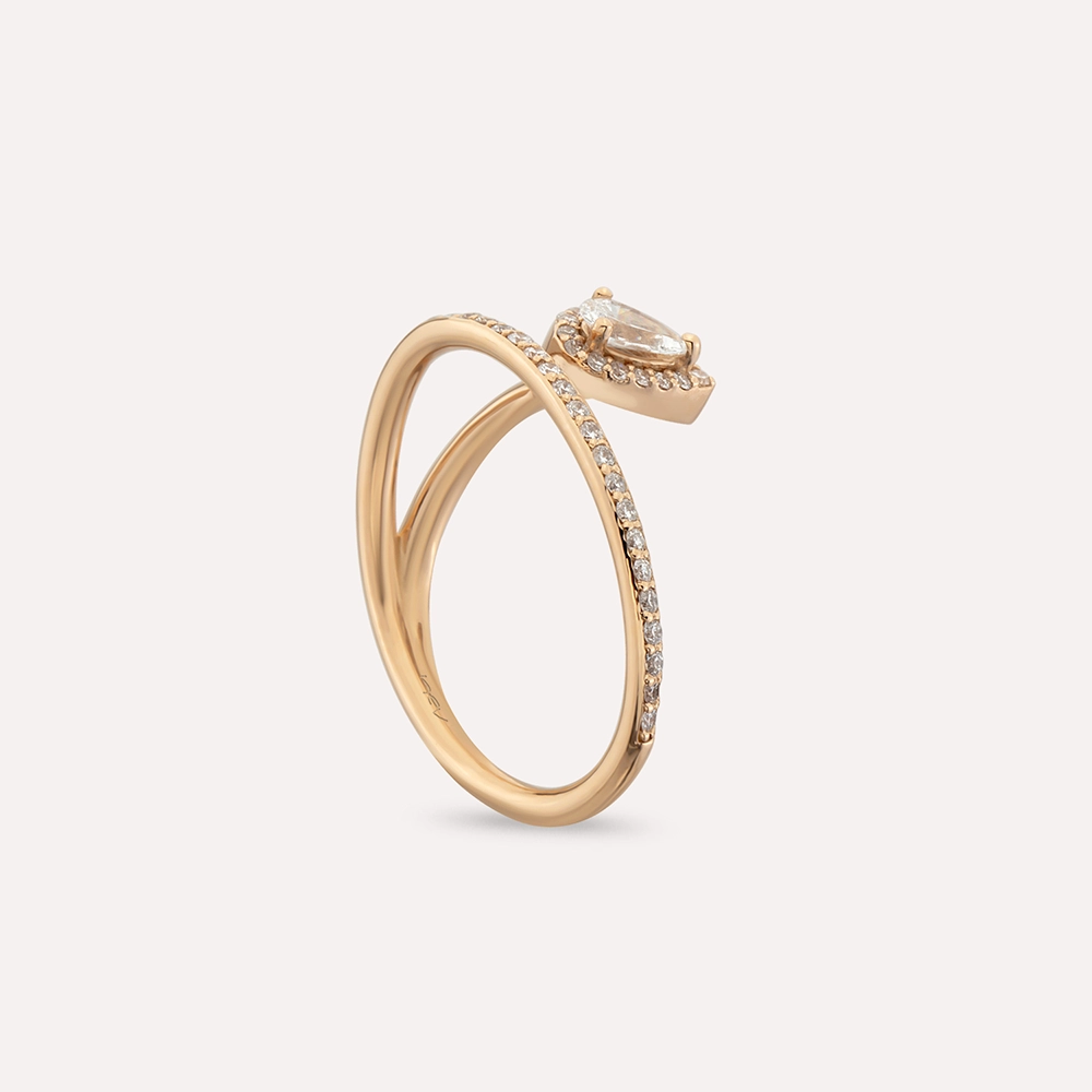 Temi 0.48 CT Pear Cut Diamond Rose Gold Ring - 6