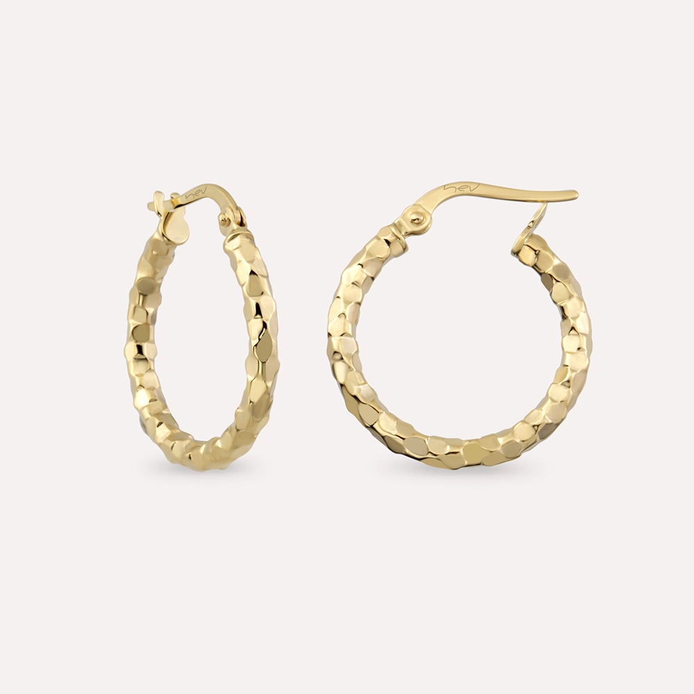 Terra Sarı Altın Halka Küpe - Nev Jewellery (1)