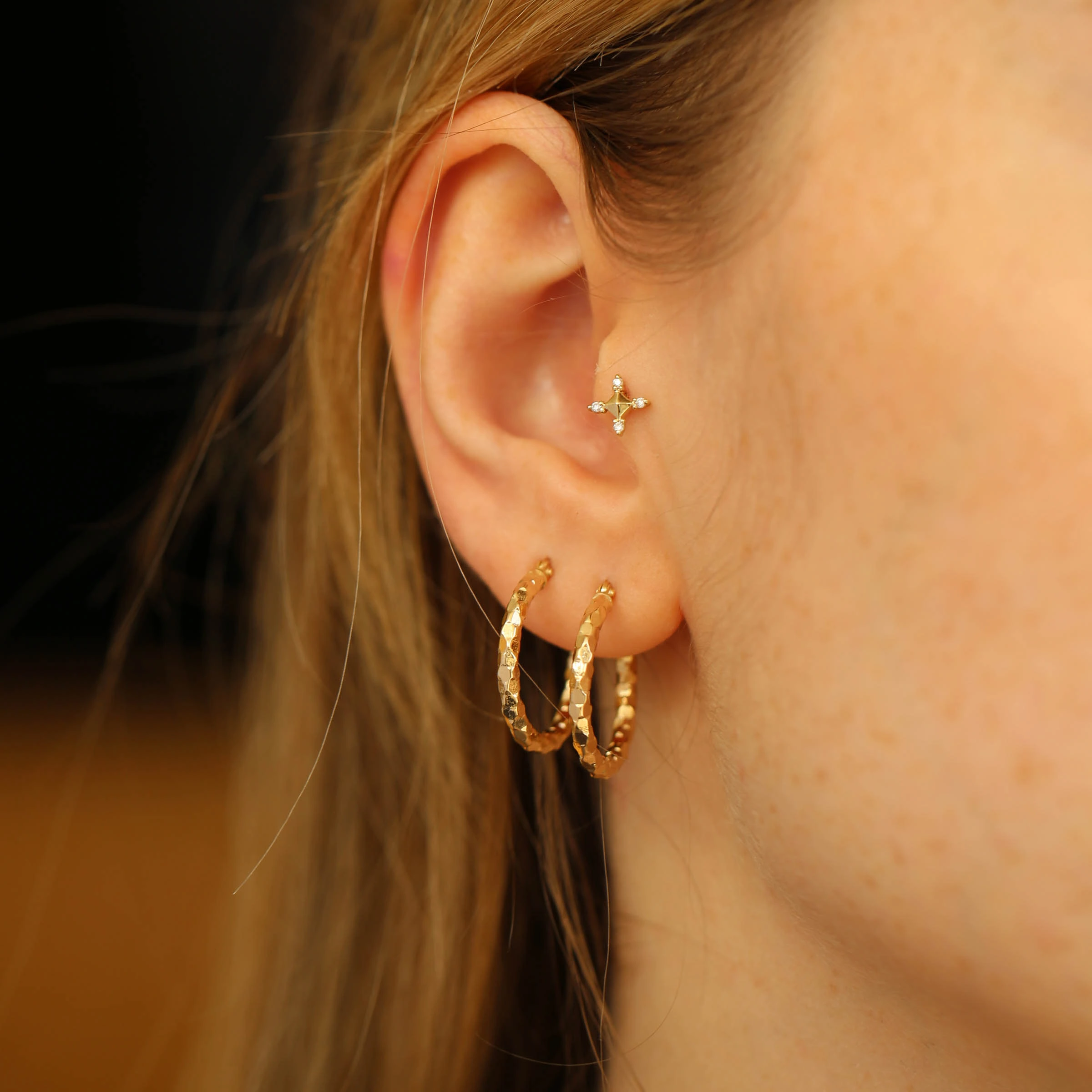 Terra Yellow Gold Hoop Earring - 1