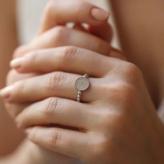 Thea 0.24 CT Pırlanta Taşlı Beyaz Altın Yüzük - 4