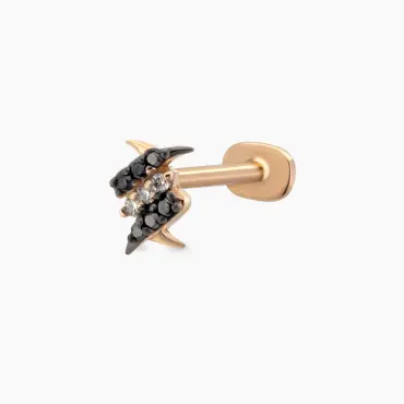 Thorn Siyah Pırlanta Taşlı Rose Altın Piercing - Nev Jewellery (1)