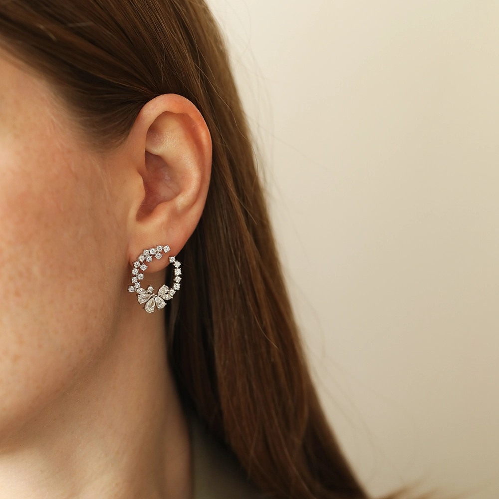 Tiamat 3.36 CT Pear and Marquise Cut Diamond Earring - 1