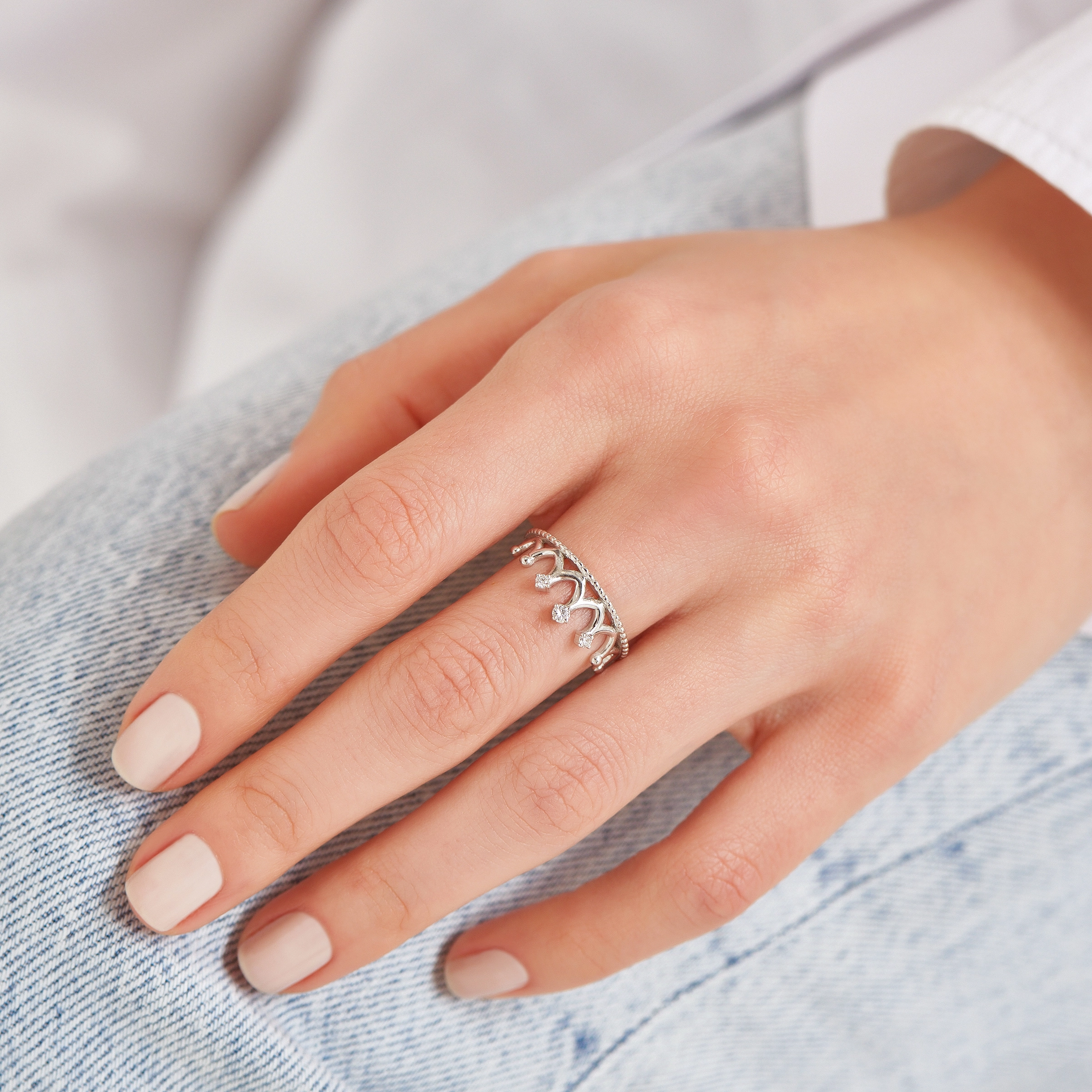 Tiara Pırlanta Taşlı Beyaz Altın Yüzük - Nev Jewellery (1)