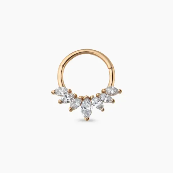 Tinka 0.23 CT Marquise Cut Diamond Rose Gold Hoop Piercing - 1