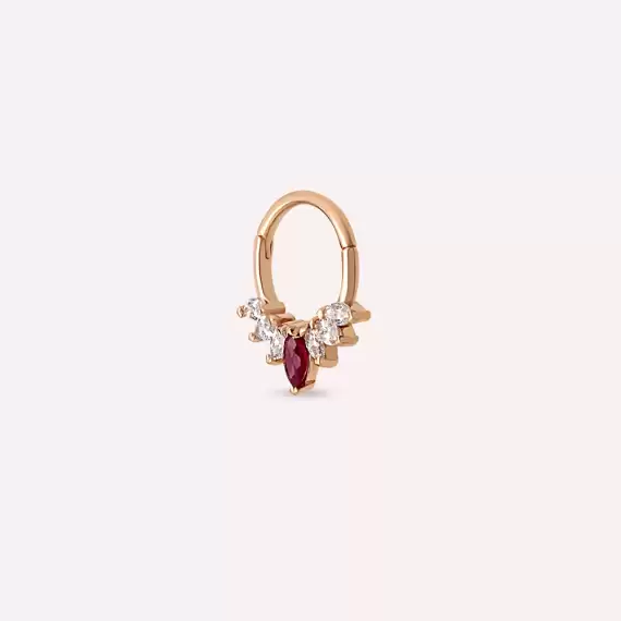 Tinka Ruby and Diamond Rose Gold Hoop Piercing - 4