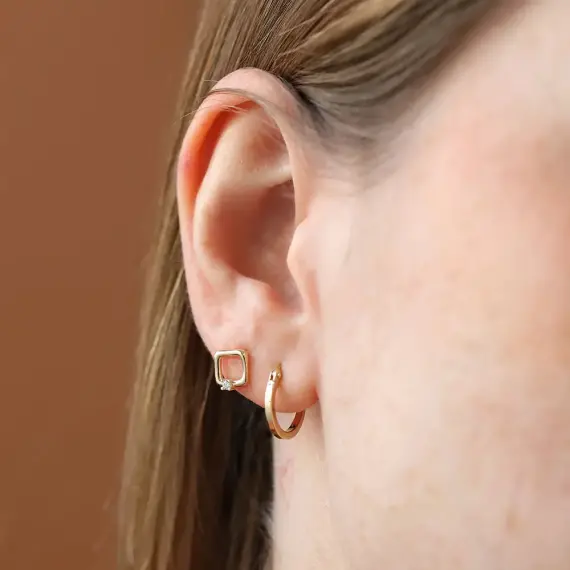 Tiny Yellow Gold Earring - 2