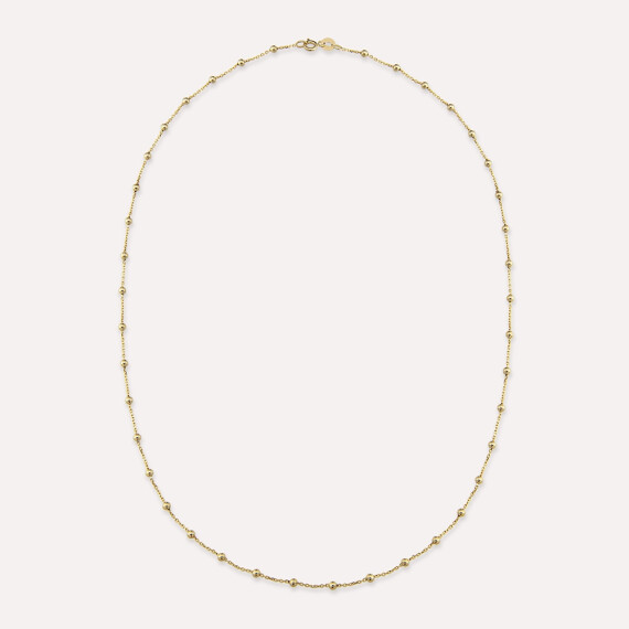 Top Detaylı Sarı Altın Kolye Zinciri - Nev Jewellery