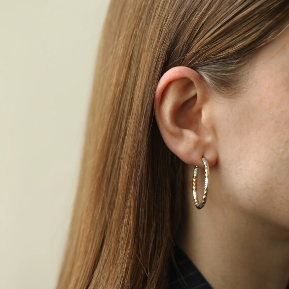 Torsia Sarı Altın İtalyan Halka Küpe - Nev Jewellery