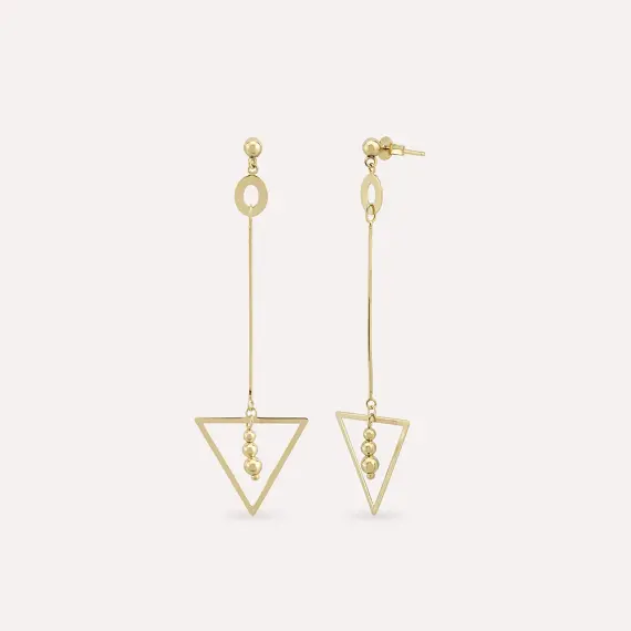 Trine Yellow Gold Dangling Earring - 1