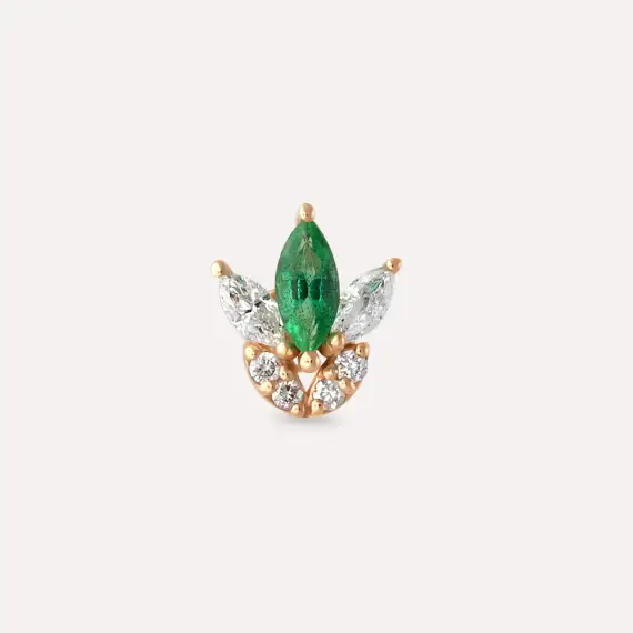 Tulip Marquise Cut Emerald and Diamond Rose Gold Piercing - 3