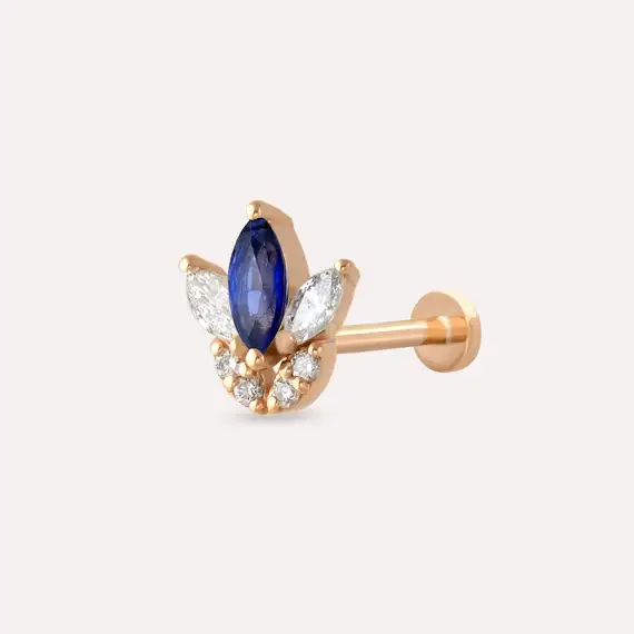 Tulip Marquise Cut Safir and Diamond Rose Gold Piercing - 1