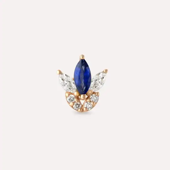 Tulip Marquise Cut Safir and Diamond Rose Gold Piercing - 3