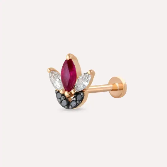 Tulip Ruby and Black Diamond Rose Gold Piercing - 1