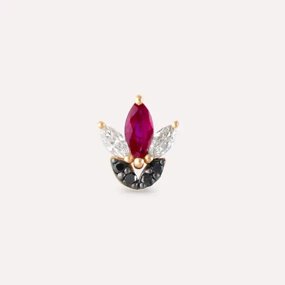 Tulip Ruby and Black Diamond Rose Gold Piercing - 3