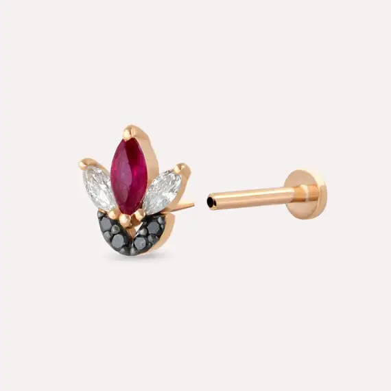 Tulip Ruby and Black Diamond Rose Gold Piercing - 4