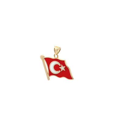Türkiye Bayrak Kolye Ucu(2,1*2,1 Cm) - NEV JEWELLERY