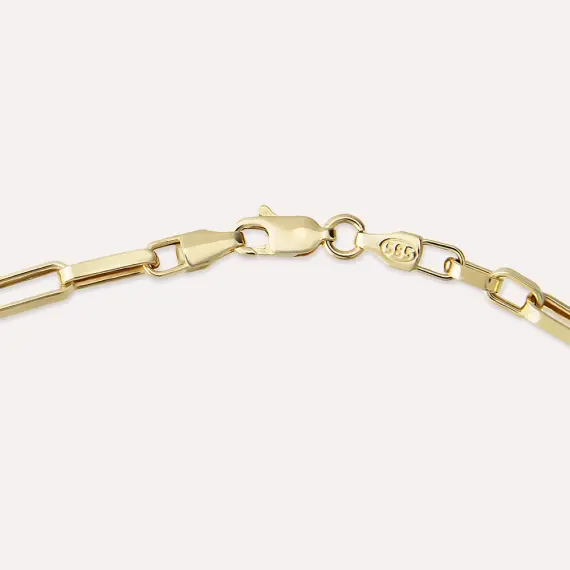 Turqouise Enamel Yellow Gold Chain Necklace - 4