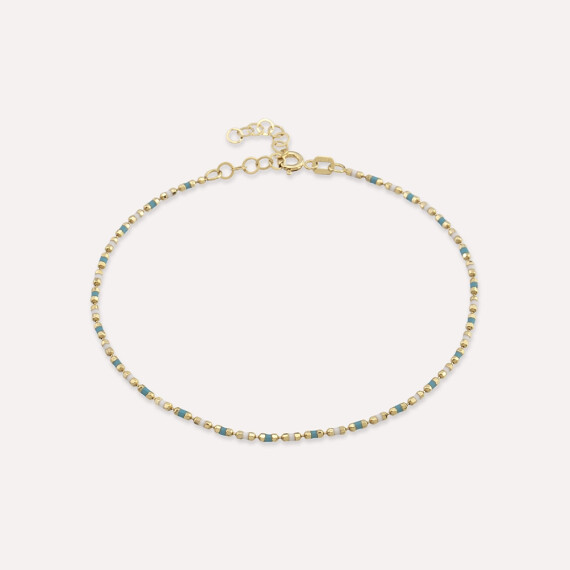 Turquoise and White Enamel Yellow Gold Golf Bracelet - Nev Jewellery