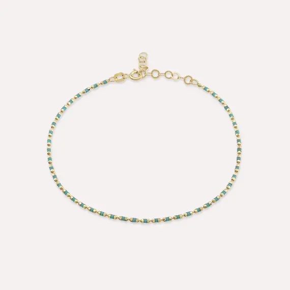 Turquoise Enamel Yellow Gold Golf Bracelet - 1