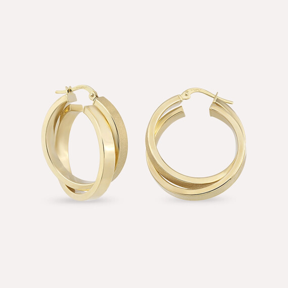 Twine Medium Sarı Altın Halka Küpe - Nev Jewellery