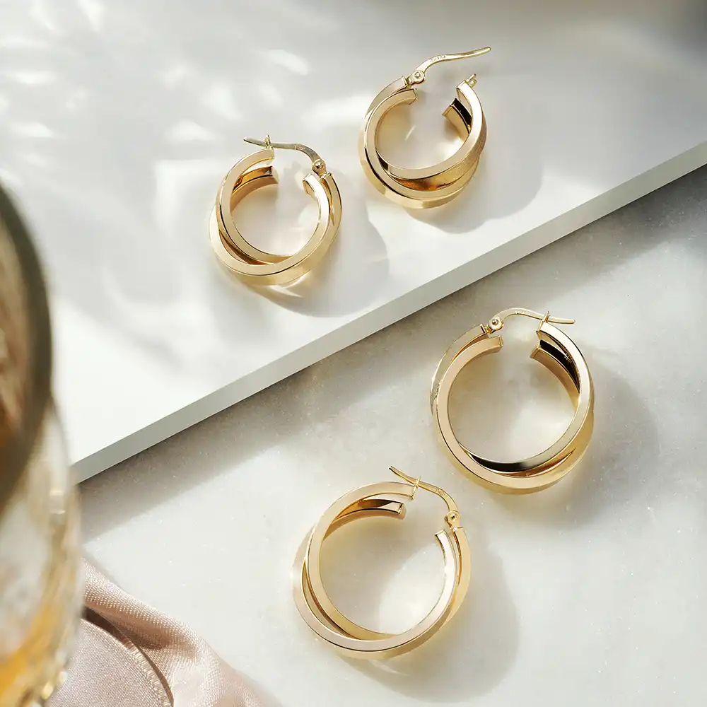 Twine Medium Yellow Hoop Earring - 2