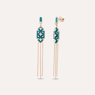 Uma Pırlanta Taşlı ve Turkuaz Mineli Küpe - Nev Jewellery