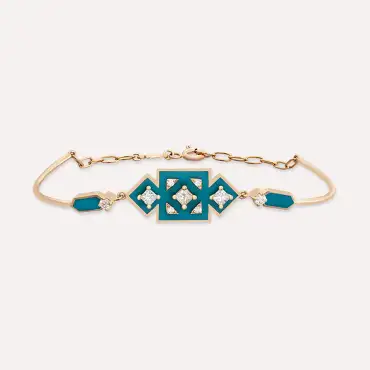 Uma Diamond and Turquoise Enamel Bracelet - Nev Jewellery (1)