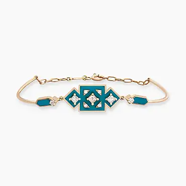 Uma Pırlanta Taşlı ve Turkuaz Mineli Bileklik - Nev Jewellery (1)