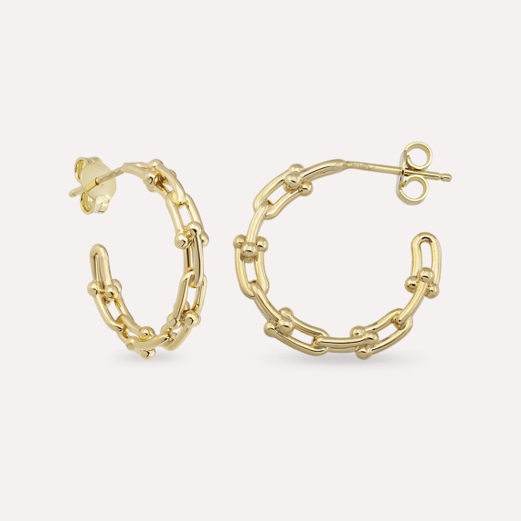 Urien Sarı Altın Halka Küpe - Nev Jewellery