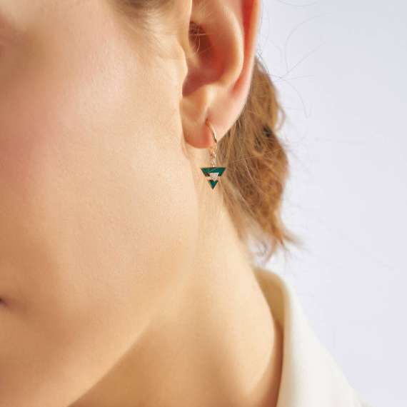 Ursa Minor Pırlanta Taşlı ve Yeşil Mineli Küpe - 3