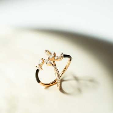 Ursae 0.69 CT Diamond and Black Enamel Ring - Nev Jewellery