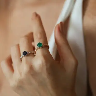 Valeria 0.99 CT Safir ve Pırlanta Taşlı Beyaz Altın Yüzük - Nev Jewellery (1)