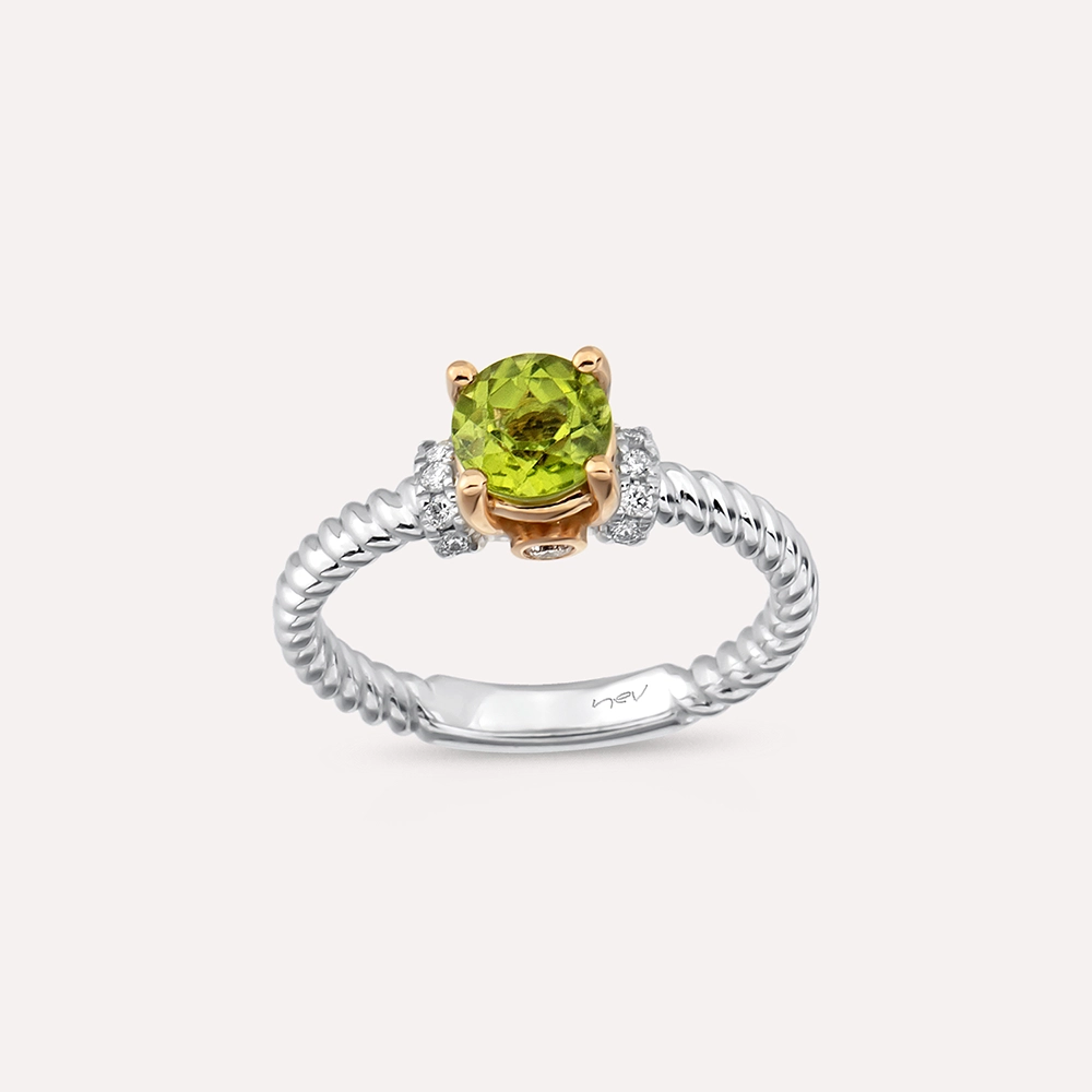 Valeria 1.22 CT Peridot and Diamond White Gold Ring - 2