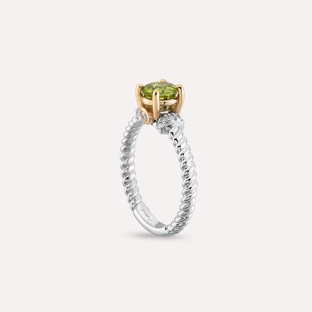 Valeria 1.22 CT Peridot and Diamond White Gold Ring - 8