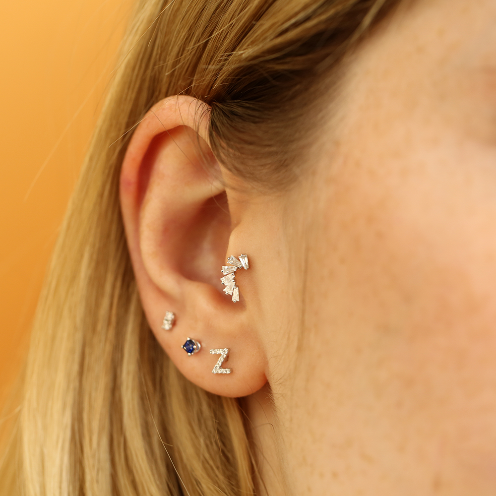 Vega Trapeze Cut Diamond White Gold Piercing - Nev Jewellery (1)